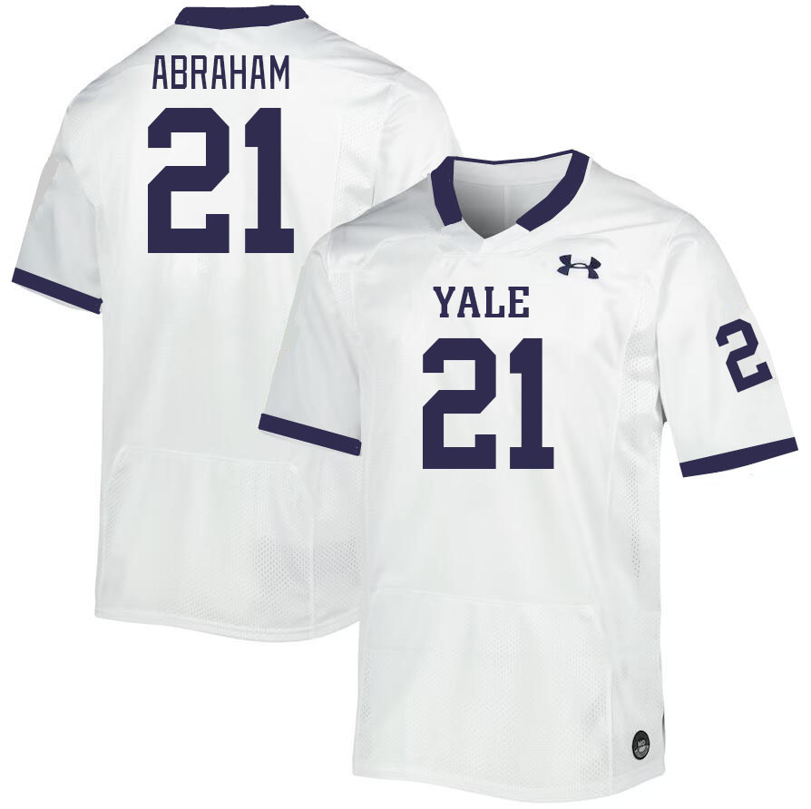 Men-Youth #21 Brian Abraham Yale Bulldogs 2023 College Football Jerseys Stitched-White